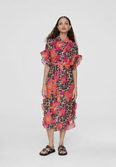 LS2416039-Red-Blue-Matching printed midi caftan