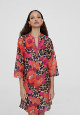 LS2416043-Red-Blue-Short printed caftan
