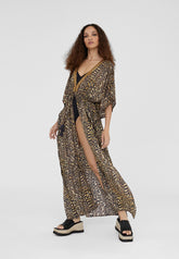 LS2416051-Black-Brown-Long animal print caftan