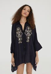 LS2416054-Black-Camisole with embroidered chest