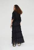 LS2416055-Black-Long caftan with pompoms