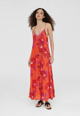 LS2416056-Red-Pink-Long floral print dress
