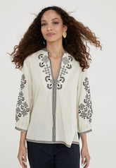 LS2416058-Ecru-Blouse with embroidery