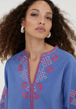 LS2416058-Electric-Blue-Blouse with embroidery