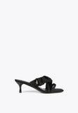 MS2405009-Black-Heeled sandals with gathering