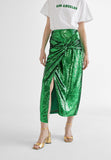 MS2408001-Green-Sequinned skirt with slit