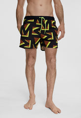 MS2410013-Black-Green-Men's multi logo swimsuit