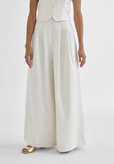 MS2414007-Ecru-Wide pleated trousers