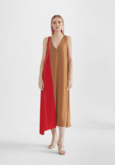 MS2416023-Brown-Red-Two-tone midi dress
