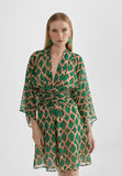 MS2416039-Green-Brown-Short flowing printed dress