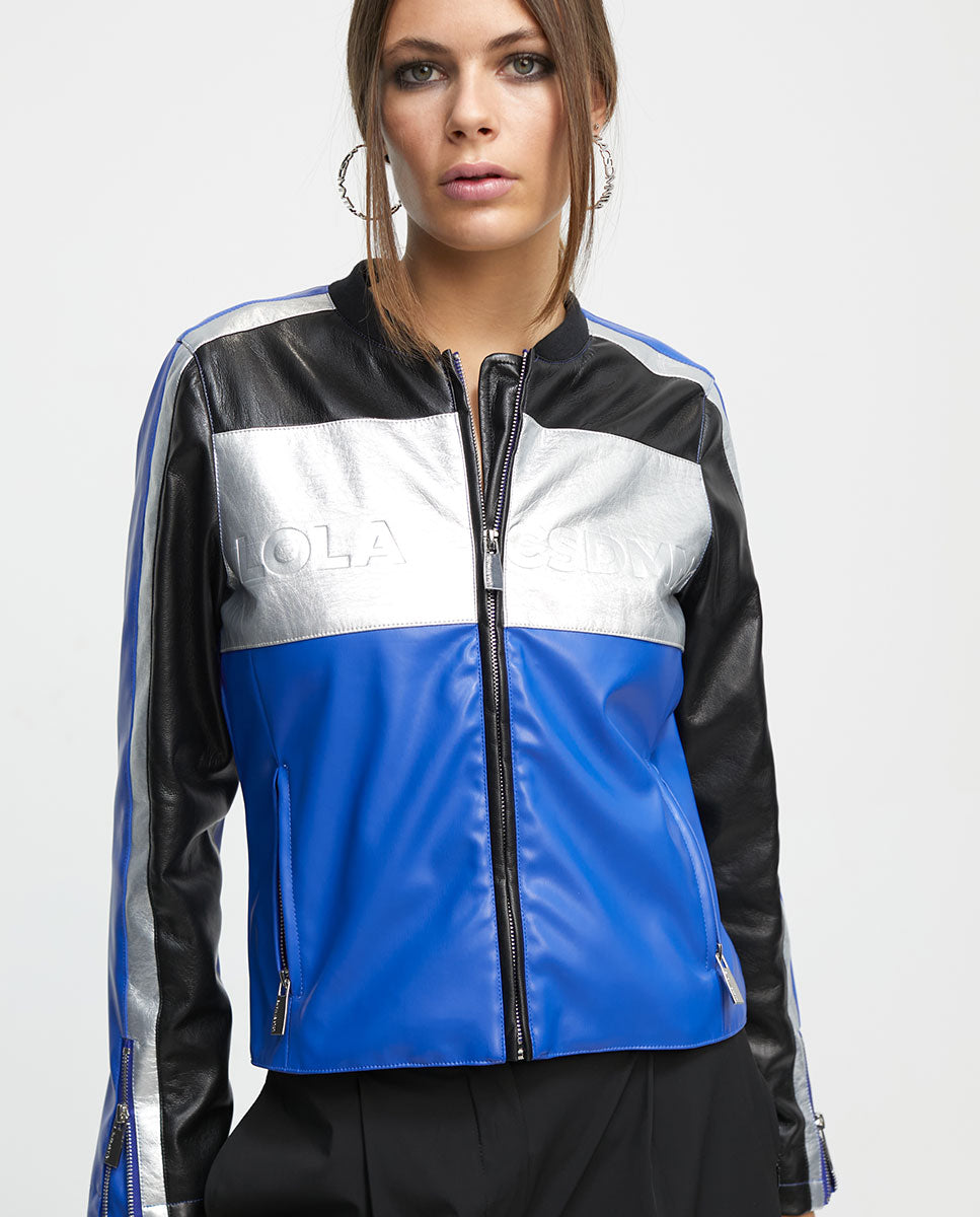 Three-tone biker jacket