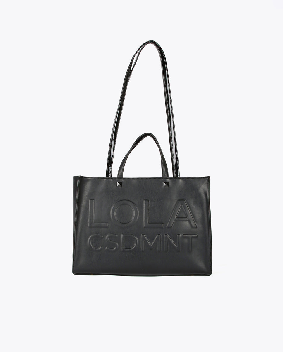 Raised logo tote bag