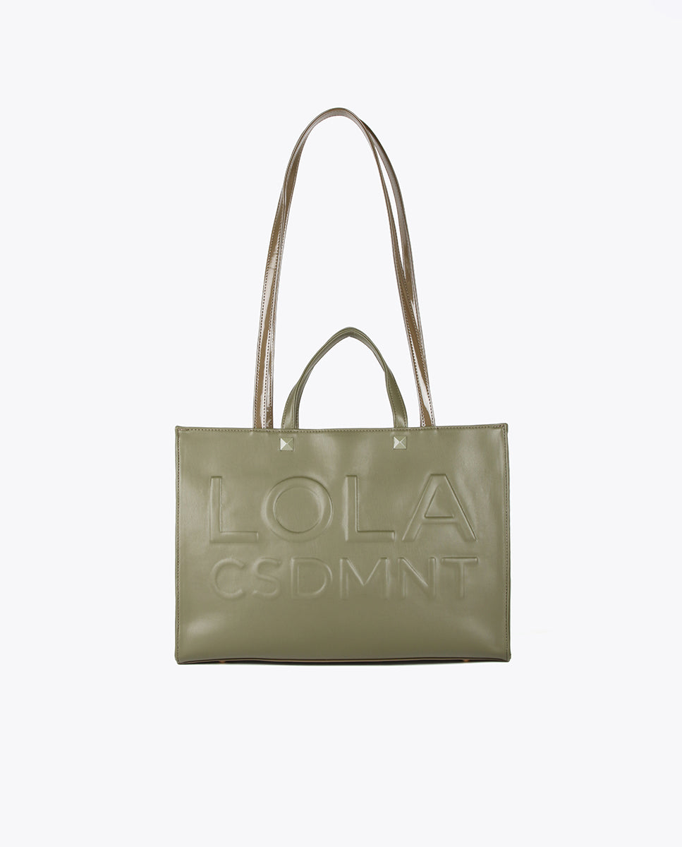 Raised logo tote bag