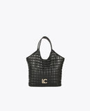 Quilted check tote bag