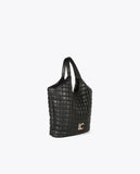 Quilted check tote bag