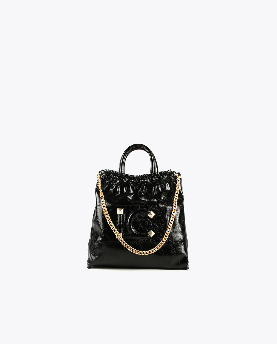 Shiny faux leather tote bag