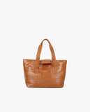 Faux patent leather tote bag