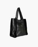 Faux leather and faux fur tote bag