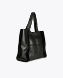 Faux leather and faux fur tote bag