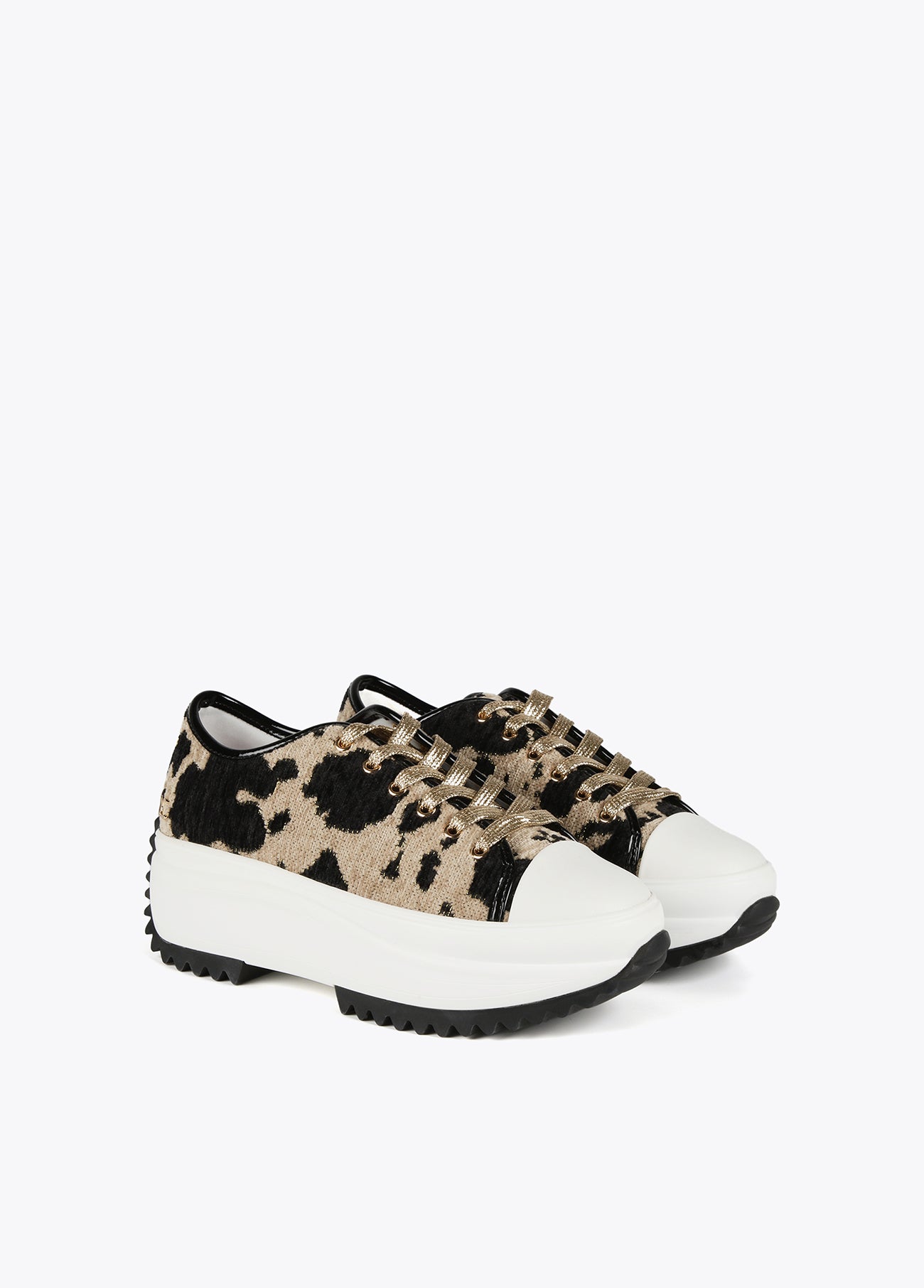 Animal print fabric sneakers