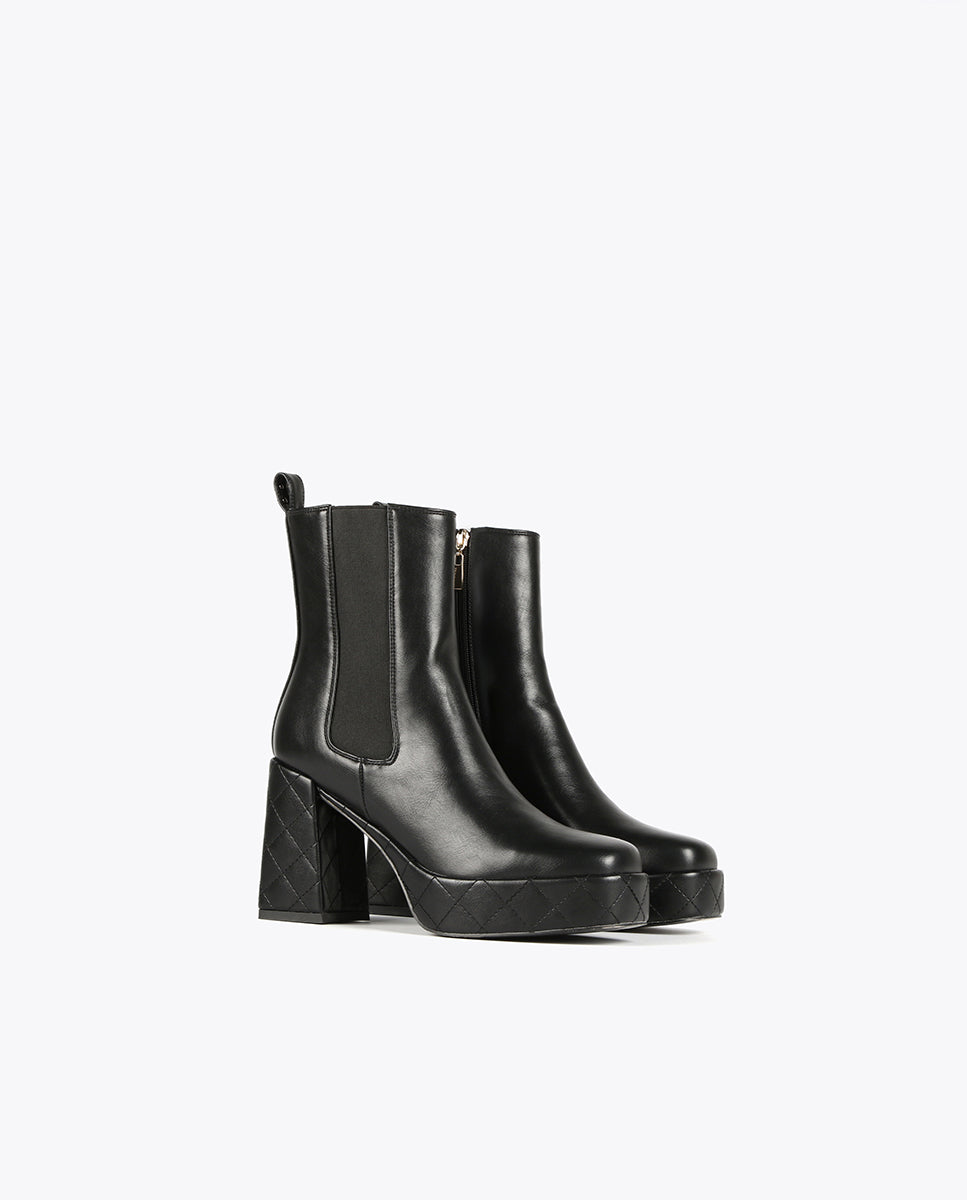 Black platform ankle boots