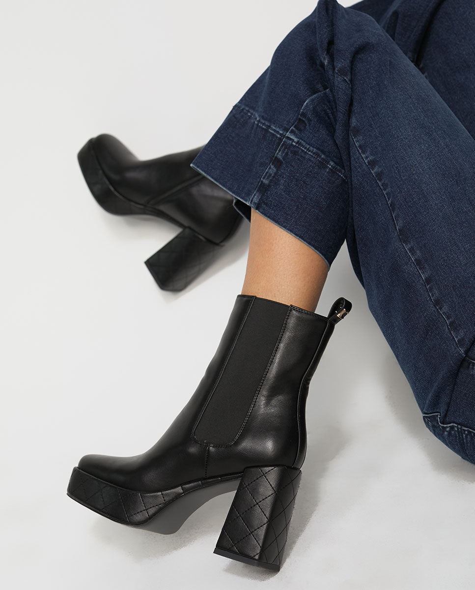 Black platform ankle boots