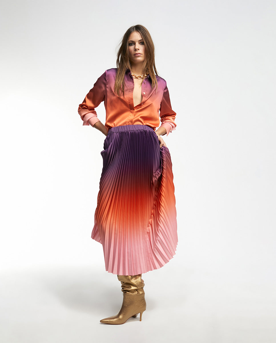 Pleated ombré skirt