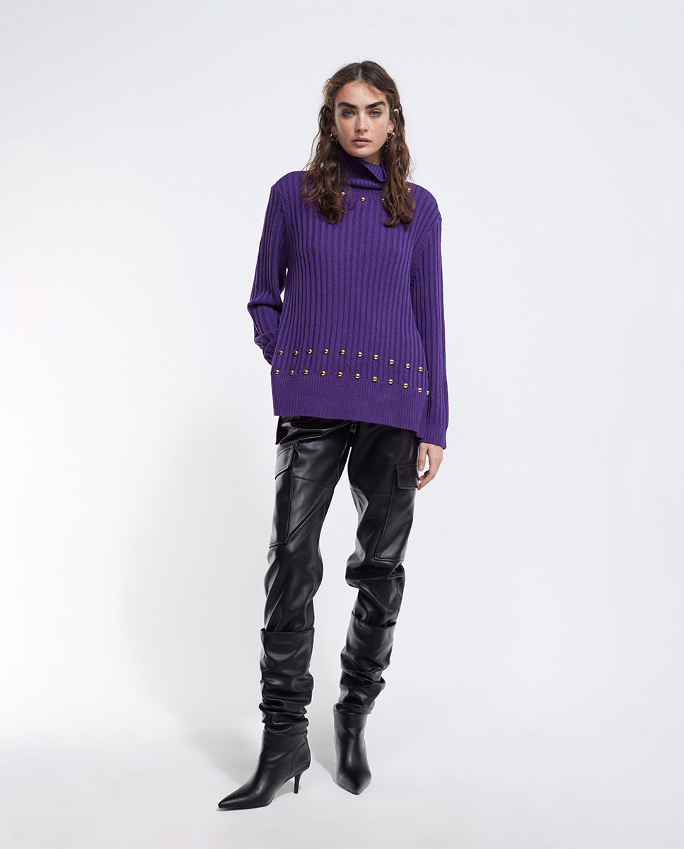 Studded high neck sweater