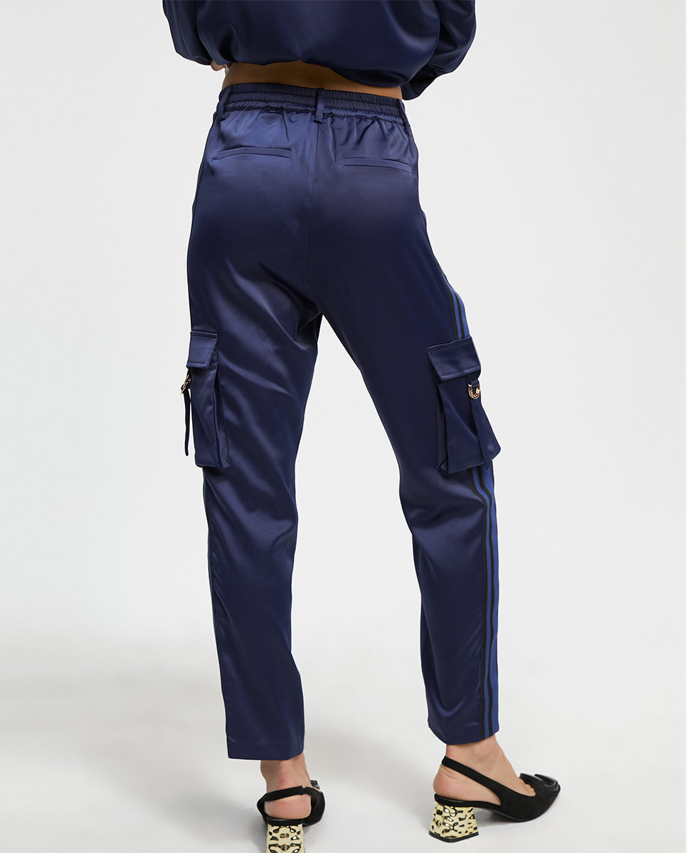 Satin cargo trousers