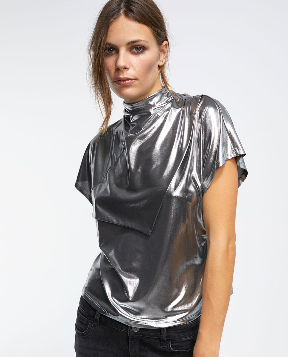 Silver laminated T-shirt