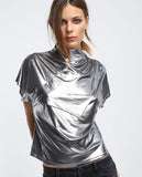 Silver laminated T-shirt