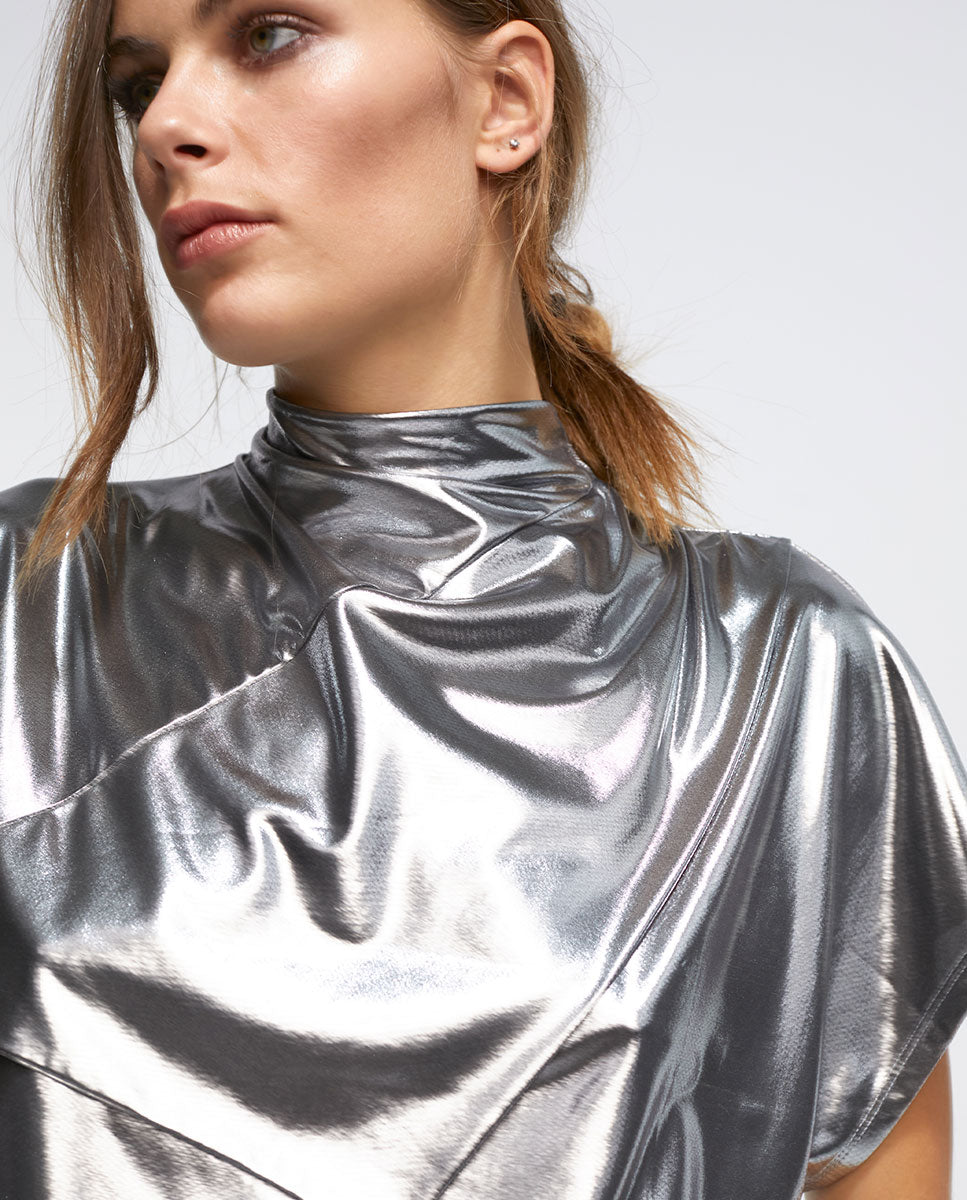 Silver laminated T-shirt