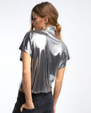 Silver laminated T-shirt