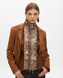 Faux Suede Blazer with Snake Effect Vest
