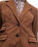 Faux Suede Blazer with Snake Effect Vest