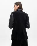 Tailored Velvet Blazer with Faux Leather Details