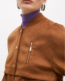 Suede Bomber Jacket with Pocket Detail