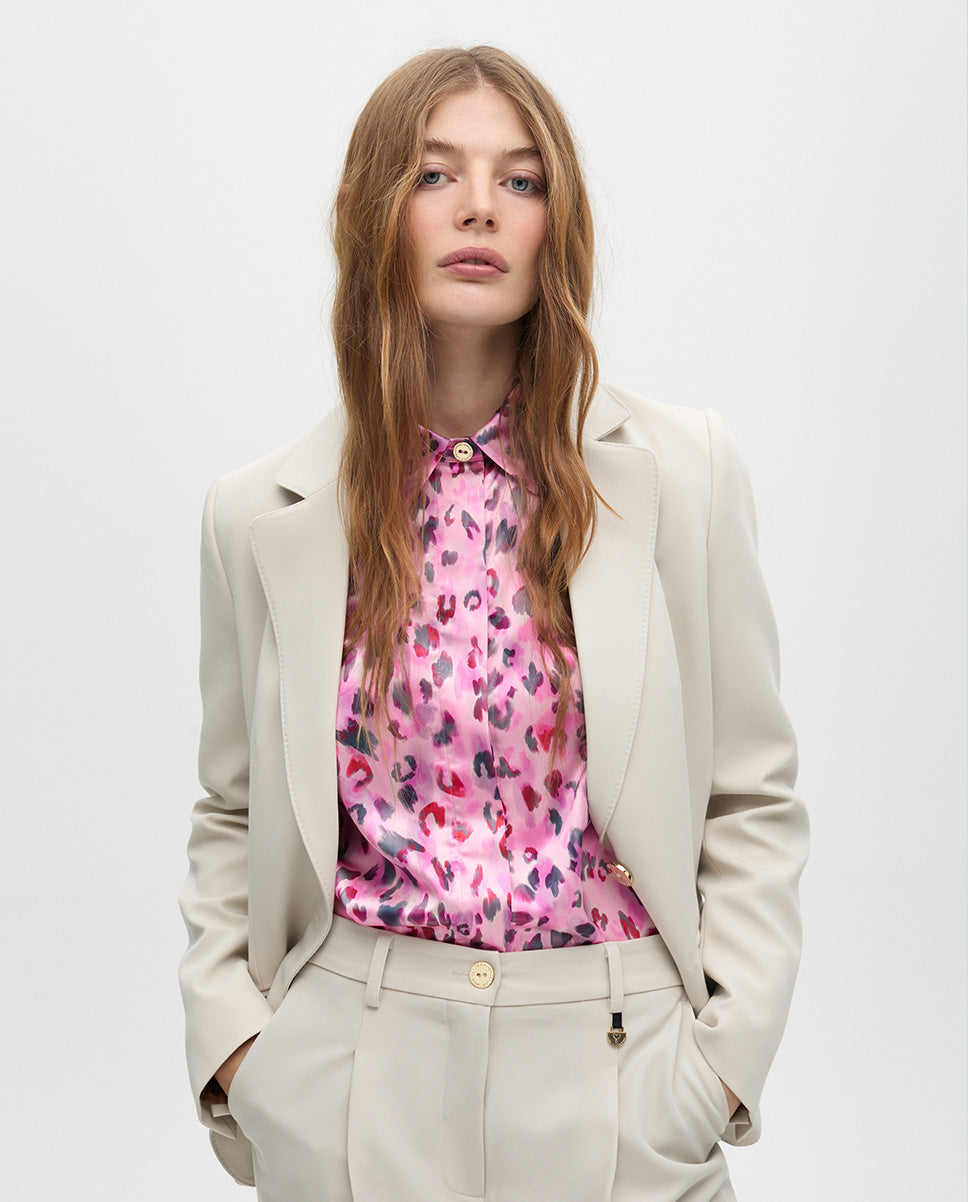 Blazer with Embroidered Pocket Detail