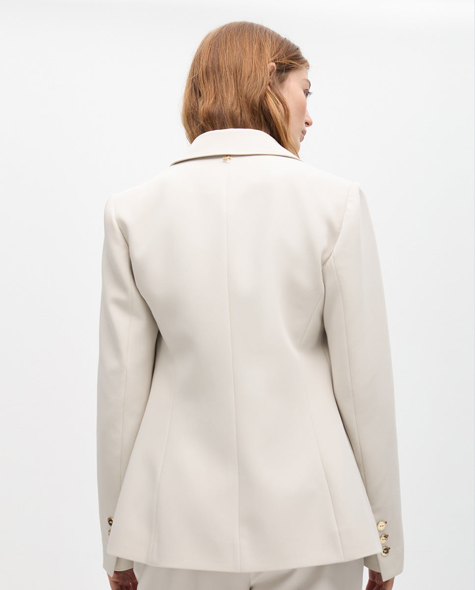 Blazer with Embroidered Pocket Detail