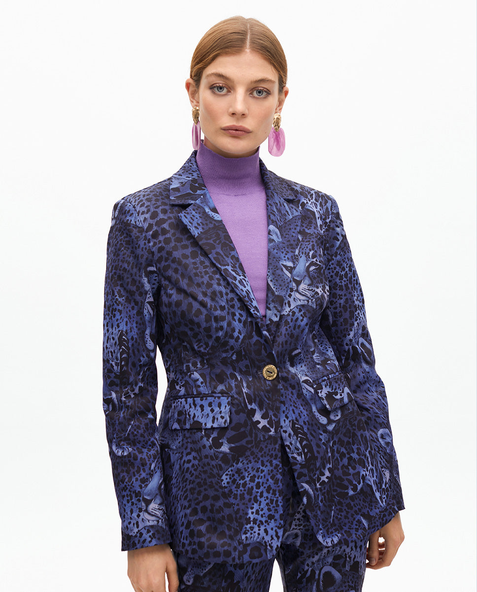 Fitted Animal Print Blazer