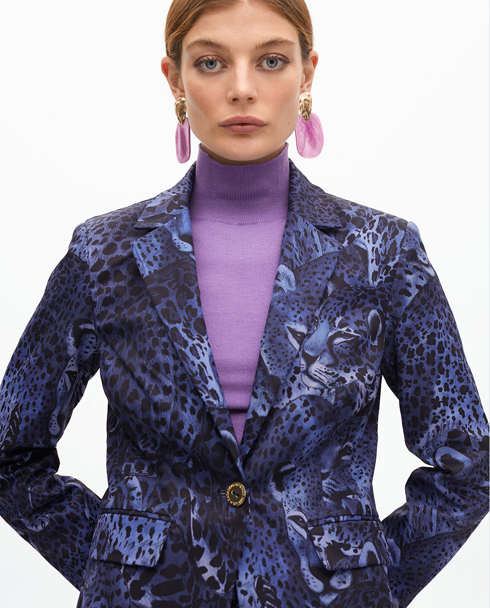 Fitted Animal Print Blazer