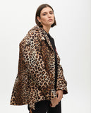 Short Animal Print Trench Coat with Belt
