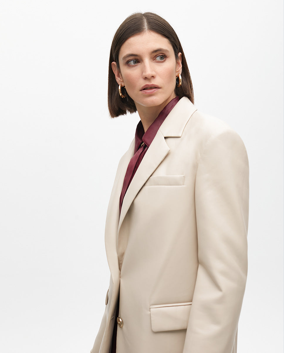 Straight Faux Leather Blazer