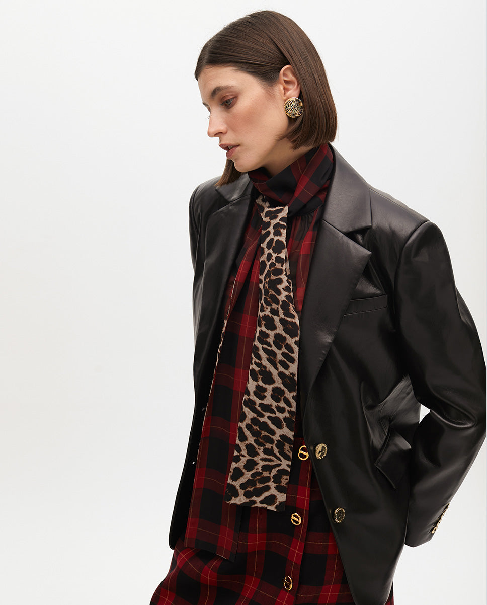 Straight Faux Leather Blazer