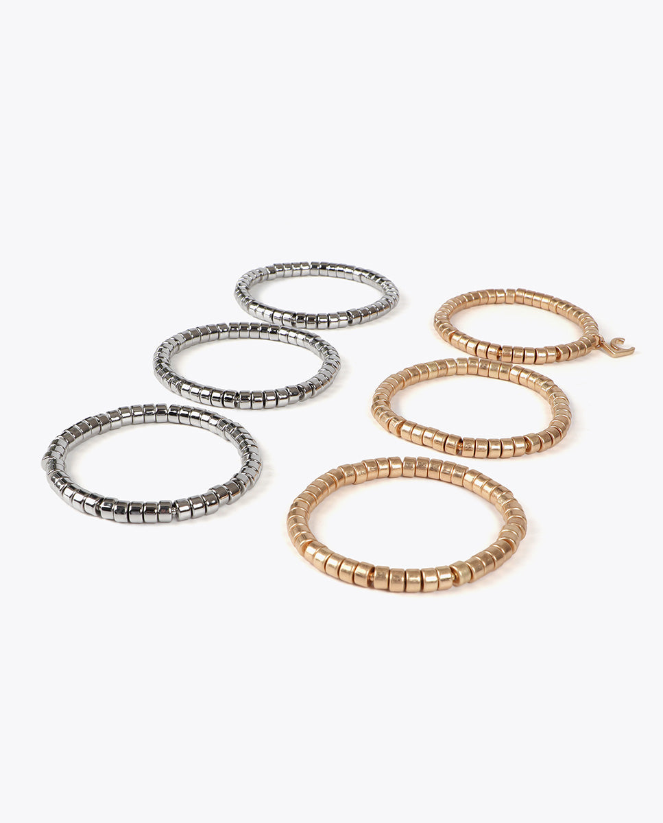 Bicolor Metallic Effect Elastic Bracelets Set