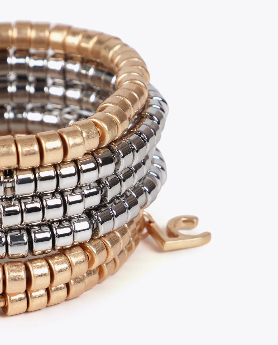 Bicolor Metallic Effect Elastic Bracelets Set