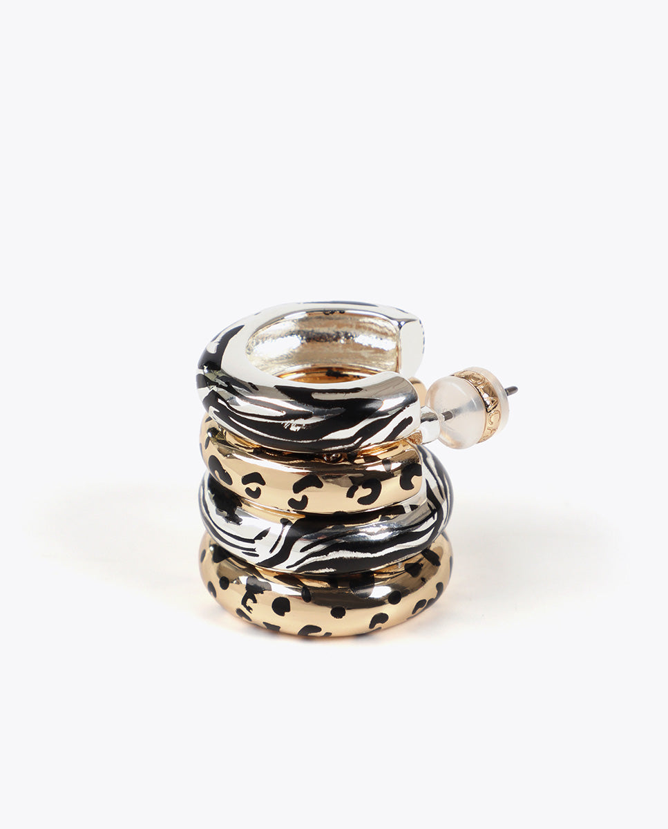 Bicolor Animal Print Double Hoop Earrings