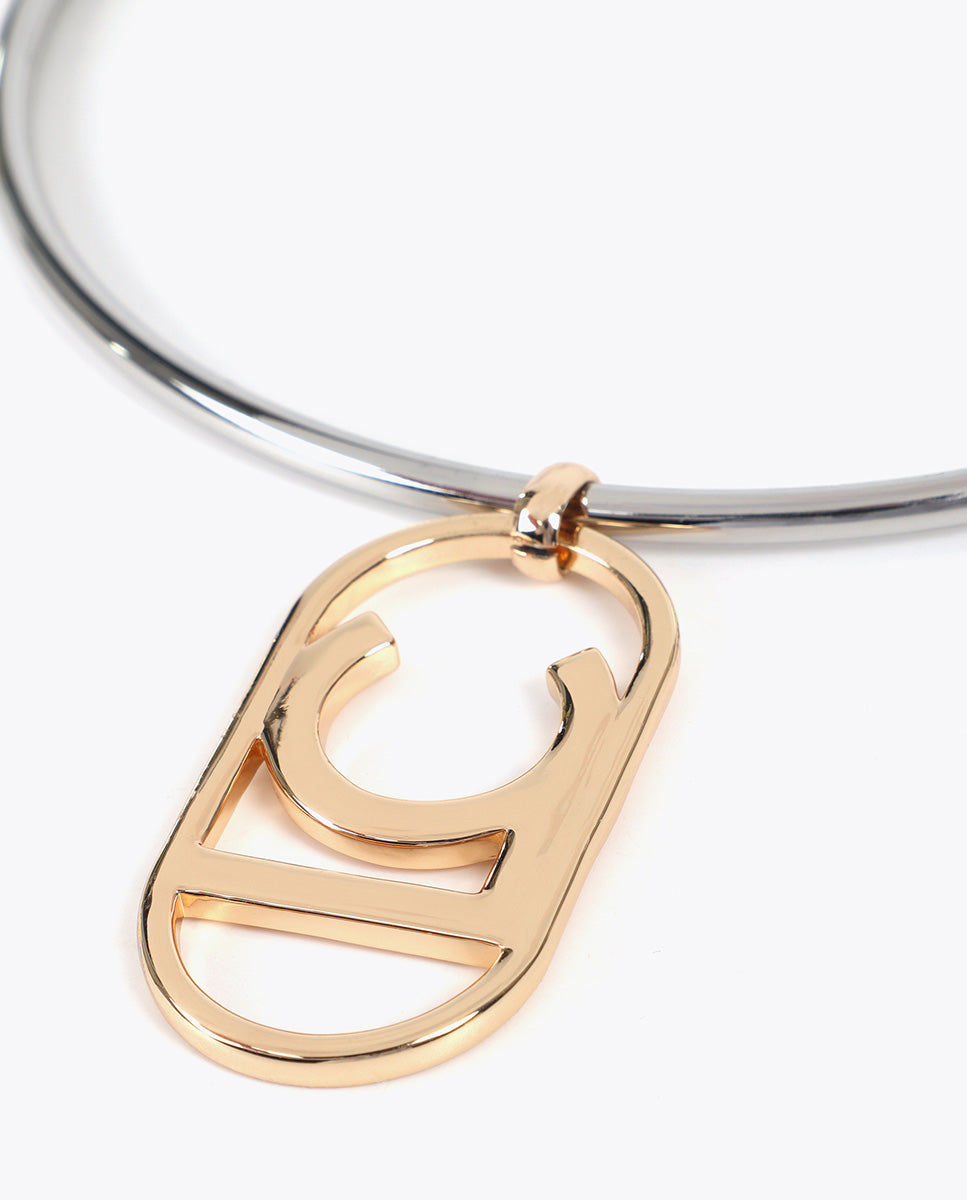 Short Rigid Necklace with Oval Logo