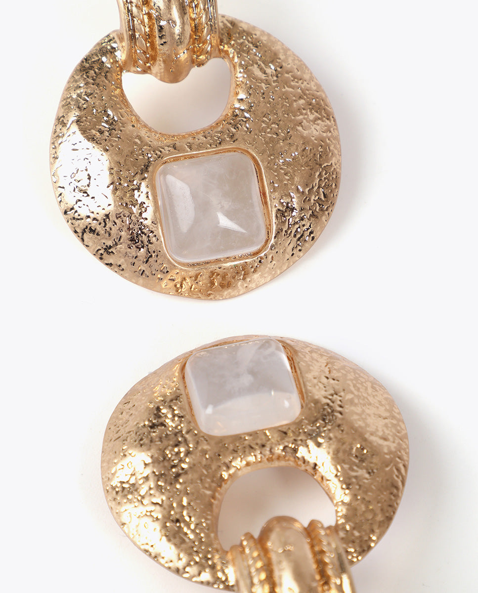 Hammered Metal Inlaid Earrings