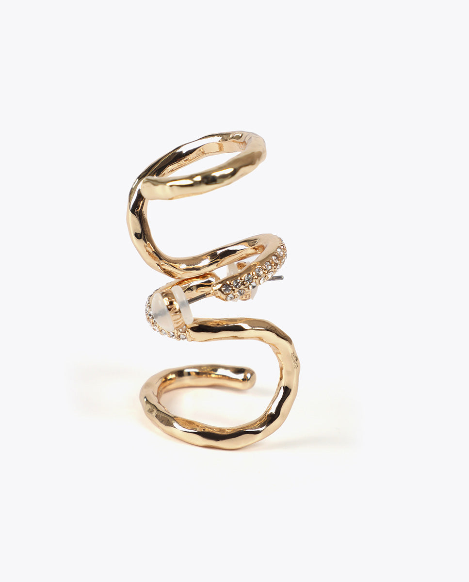 Piercing Effect Combined Jewel Earrings